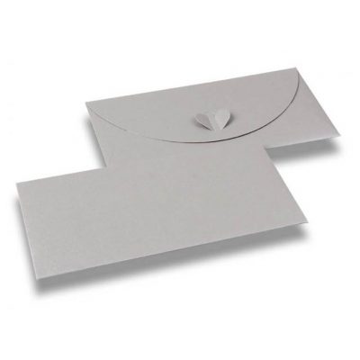 Umschlag Premium Herzverschluss Silbergrau
