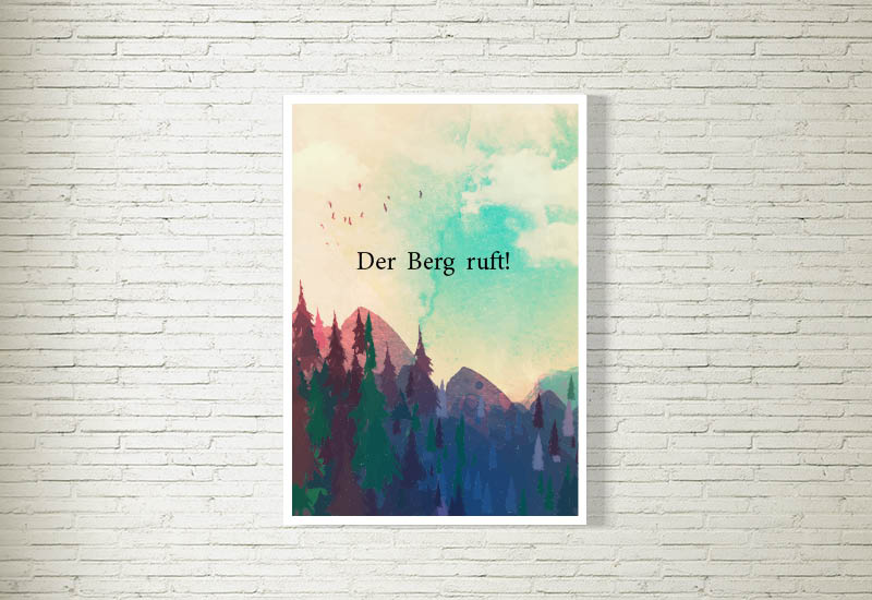 kartlerei poster bild drucken bayrisch spruch der berg ruft berge - Poster/Bild Der Berg ruft