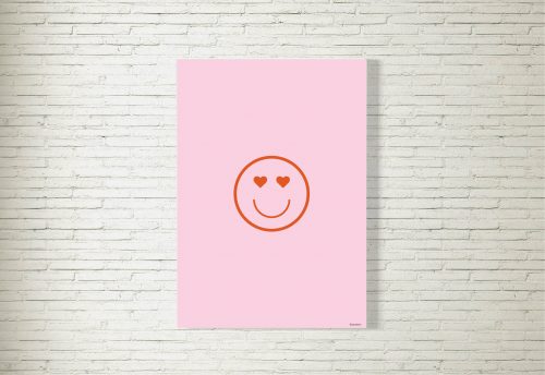 Poster/Bild Smiley Herzl rosa/orange