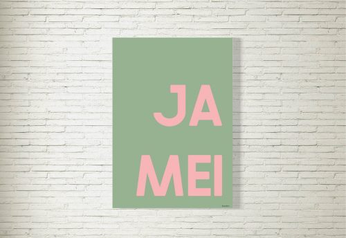 Poster/Bild JA MEI grün/rosa