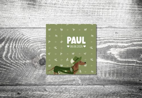 Trachtendackel Bua | Geburtskarte Leporello