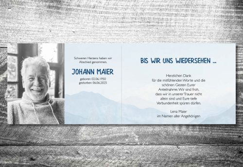 Bergpanorama | Trauer Dankeskarte | 4-Seitig – Bild 2