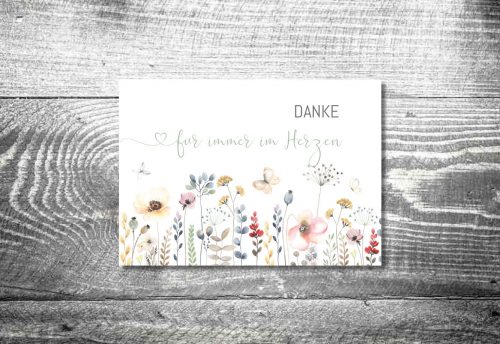 Blumenwiese | Trauer Dankeskarte | 4-Seitig