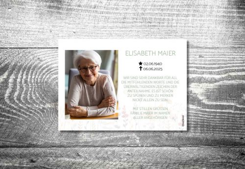 Blumenwiese | Trauer Dankeskarte | 2-Seitig – Bild 2