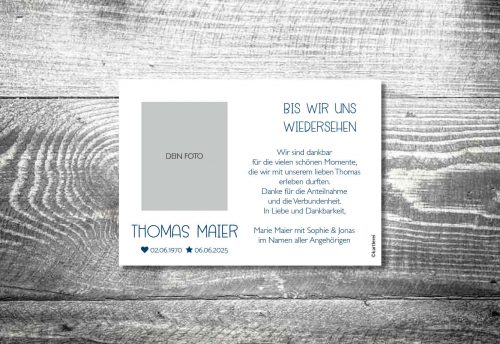 Himmehoamat | Trauer Dankeskarte | 2-Seitig – Bild 2