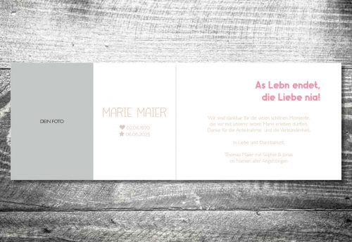 Liebe Bleibt | Trauer Dankeskarte | 4-Seitig – Bild 2
