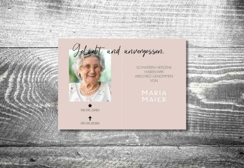 Trauerrose | Trauer Sterbebildchen – Bild 2