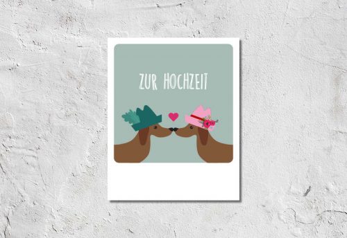 Postkarte Dackelliebe zur Hochzeit 1,90 €