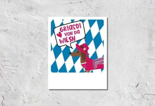 Postkarte Trachtendackel Madl Wiesn™ 1,90 €